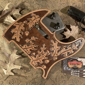 Custom Tooled Leather Oak Leaf Pickguard fits Fender Telecaster Tele Esquire or Nashville