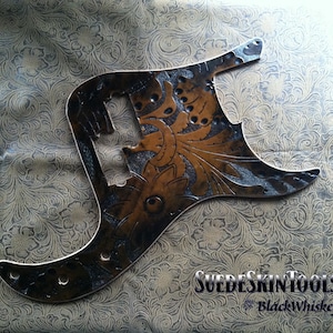 Custom Tooled Leather Pickguard fits Fender P Bass