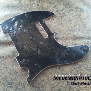 Custom Tooled Leather Paisley Pickguard fits Fender Telecaster Tele or Esquire