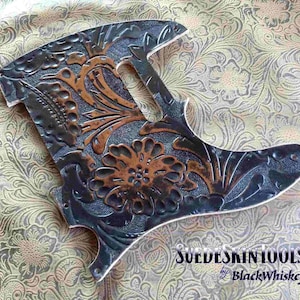 Custom Tooled Leather Sheridan Floral Pickguard fits Fender Telecaster Tele or Esquire