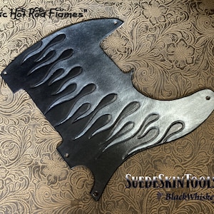 Custom Tooled Leather Classic Hot Rod Flames Pickguard fits Fender Telecaster Tele