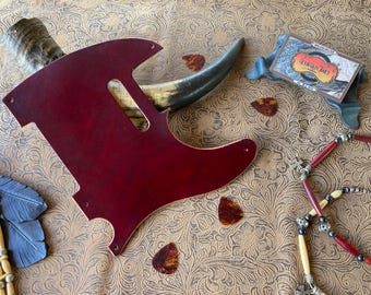 Custom Punziertes Alt Oxblood Pickguard passend für Fender Telecaster Tele Eskine oder Nashville