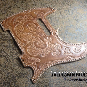 Custom Tooled Leather Pickguard fits Fender Telecaster Tele Vintage Antique