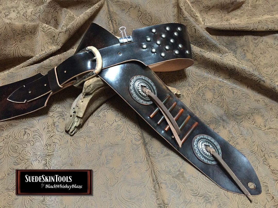 Custom Leather Native American Bone Bead Old West Style Guitar Strap - Etsy
