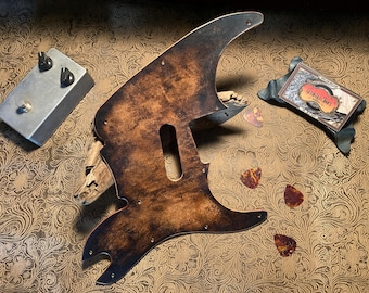Custom Punziertes Leder Alt Distressed Brown Pickguard passend für Fender Pawn Shop '51