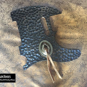 Custom Tooled Leather &quot;Hammered Metal&quot; Style Pickguard w/ Concho fits Fender Telecaster