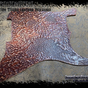 Custom Tooled Leather Necronomicon Pickguard - Fits Fender Stratocaster
