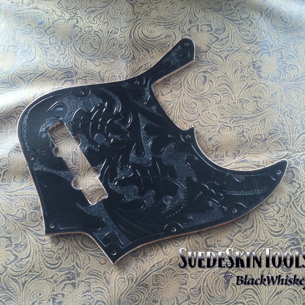 Custom Tooled Leather Pickguard fits Fender Jazz Bass