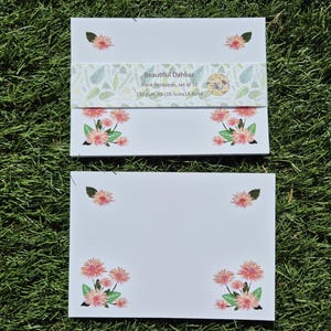 Hermosas dalias: tarjetas en blanco (10 o 20 unidades) con temática de jardín y flores para cualquier ocasión, recordatorios y tareas diarias.