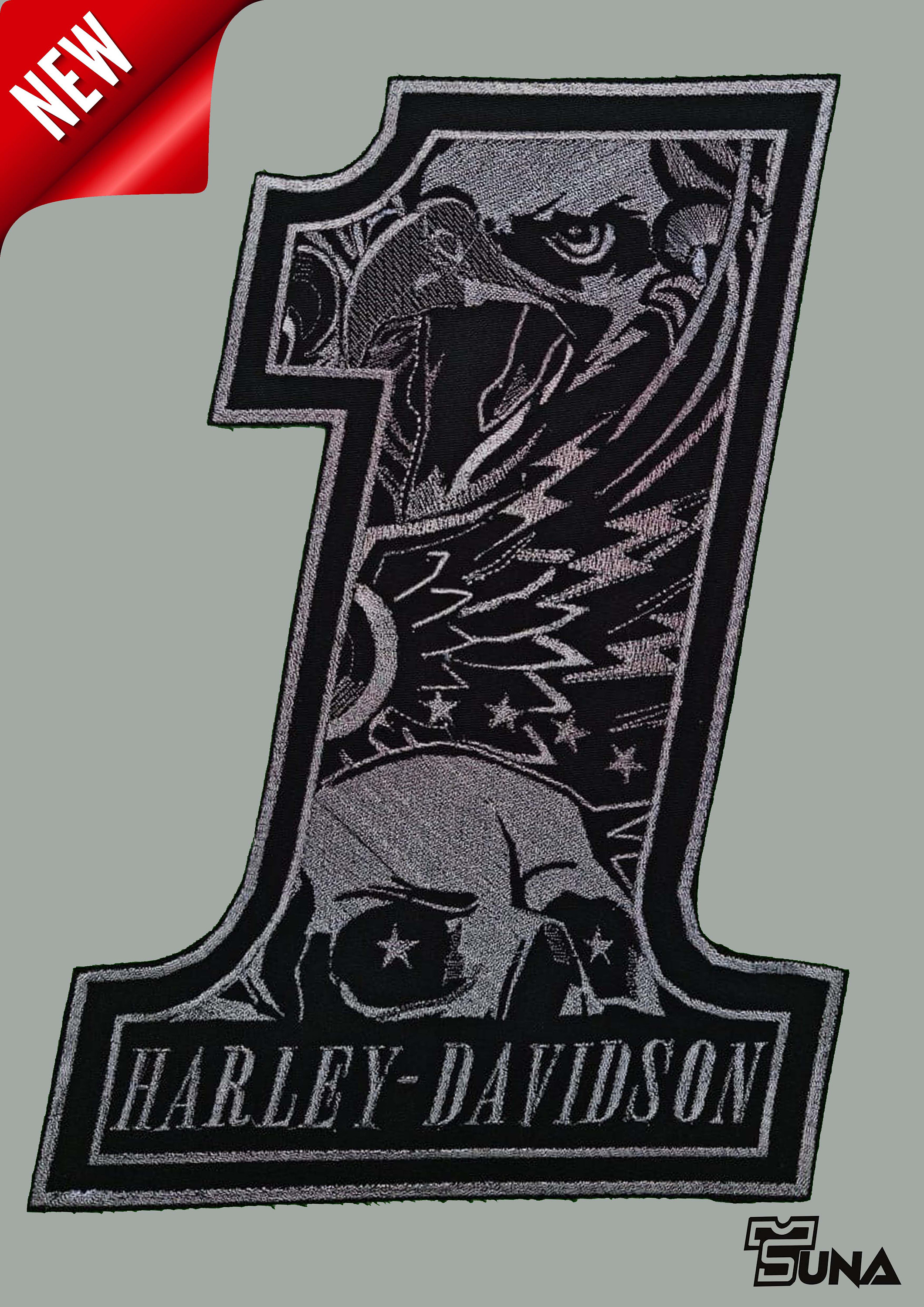 Gray Harley Davidson Patch Motorcycle Embroidered Large Iron on