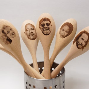 Any face on a wooden spoon Your best friend or any celebrity's face Birthday gift Housewarming, Chef, Cooking, Novelty gift image 6