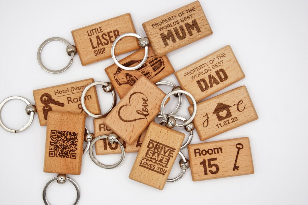 Personalised Wooden Keyrings Hotel Door Numbers Housewarming Worlds