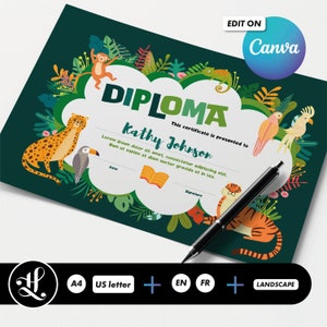 Kindergarten Diploma, Daycare Certificate Template, Canva Template, Diploma template, Editable Certificate, Editable Diploma, PDF Template