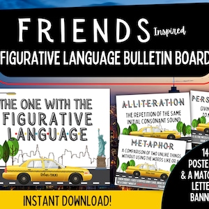 Figurative Language Bulletin Board | English Language Arts Classroom Decor | Figurative Language Posters | Digital | Friends Classroom Decor