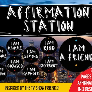 Affirmation Station Freunde Inspiriert | Positive Affirmationen | Klassenzimmer Affirmationen Display | Affirmation Pinnwand | Wachstums-Mindset