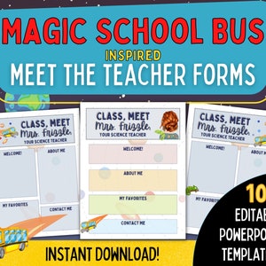Meet the Teacher EDITABLE PRINTABLE Forms | Back to School Teacher Forms | Magic School Bus Inspired | Magic School Bus Classroom Decor