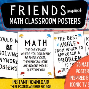 Friends MATH Classroom Posters | Friends Math Posters | Funny Math Prints | Funny Math Wall Art | Bulletin Board Posters | Friends Inspired
