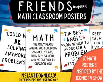 Poster per aula di matematica degli amici / Poster di matematica degli amici / Stampe di matematica divertente / Arte della parete di matematica divertente / Poster di bacheca / Amici ispirati