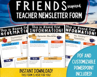 Modello di newsletter per insegnanti/Newsletter per i genitori/Newsletter per la classe/Newsletter modificabile sul tema degli amici/Nota per i genitori/Lettera per i genitori
