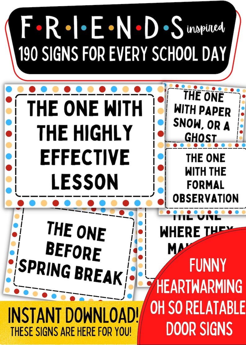friends classroom signs for every school day classroom decor door signs