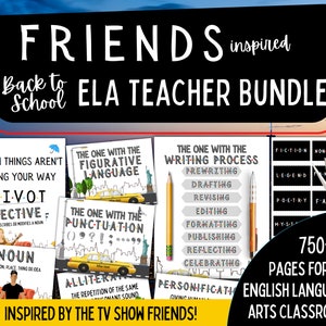 ELA Teacher Friends Classroom Decor Bundle | Creative Writing Classroom Decor | Back to School Friends Bulletin Boards Posters Banners