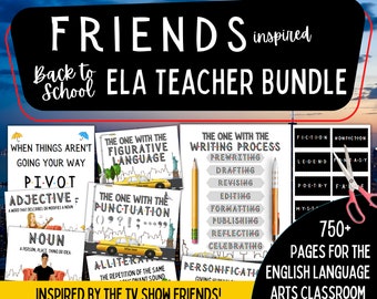 ELA Teacher Friends Classroom Decor Bundle | Creative Writing Classroom Decor | Back to School Friends Bulletin Boards Posters Banners