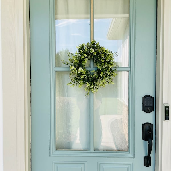 MINI Year Round Eucalyptus Wreath, For Kitchen Cabinets and Windows, Pantry and Bedroom Doors, Front Door Wreath, Small Greenery Wreath