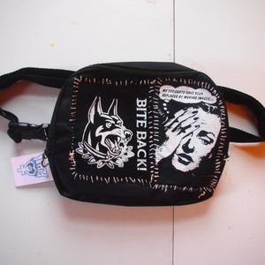 Anarcho Punk Patched Fanny Pack - “BITE BACK” “My Thoughts Have Been Replaced by Moving Images”