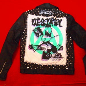 Femin x ATC Custom Punk Studded Motorcycle faux leather jacket sz S