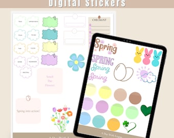 Spring Digital Stickers and Widgets by Logan Digital, Digital Planner, Digital Planning, GoodNotes, Notability, iPad Planner, Sticky