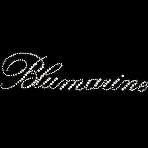 May include: The word "Blumarine" in a cursive font, formed from small, white dots. The text is set against a plain black background, offering a striking contrast and a sophisticated aesthetic.