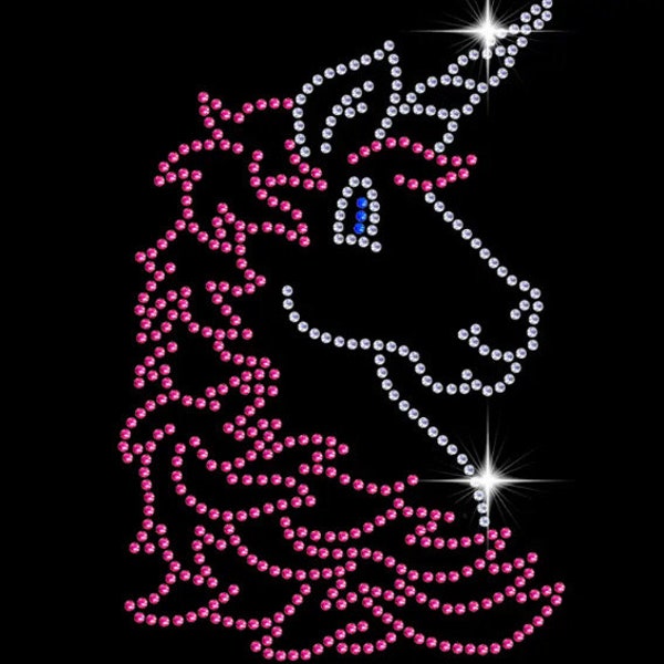 Unicorn  horse hotfix Rhinestone transfer