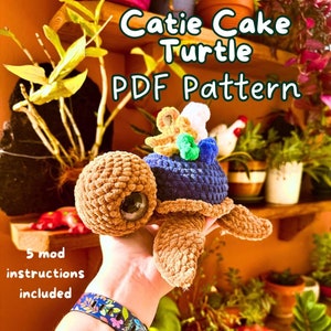 Cake Turtle Crochet Pattern: No Sew Dessert Plushie (PDF Pattern)