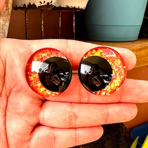 Hand-Painted Glitter Safety Eyes: ORANGE BLOSSOM Amigurumi Plush Eyes