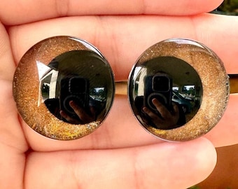 Hand-Painted Custom Safety Eyes for Crochet Plushie: Caramel Drop