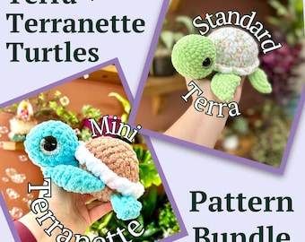 Crochet Turtle Pattern Bundle: Terra & Terranette, Beginner Friendly (PDF Instructions)