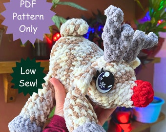 Crochet Reindeer Pattern Low Sew Deer Pattern Crochet Plushie Reindeer Pattern Easy Beginner Instructions