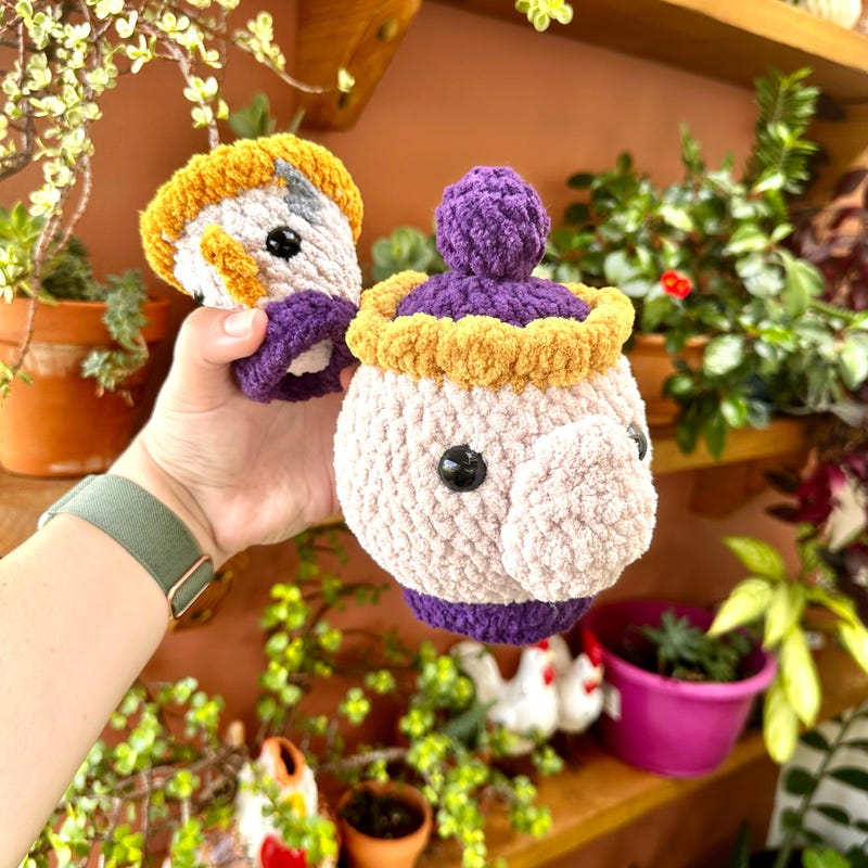Elegant Baby Hazel and Annie Tea Pot Hand Crocheted Rattle Set
