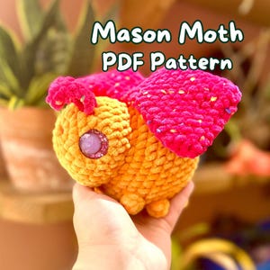 Crochet Moth Pattern Chunky Moth Amigurumi Moth Crochet Bug Pattern Mason Moth Crochet Pattern Moth Plushie PDF Instructions