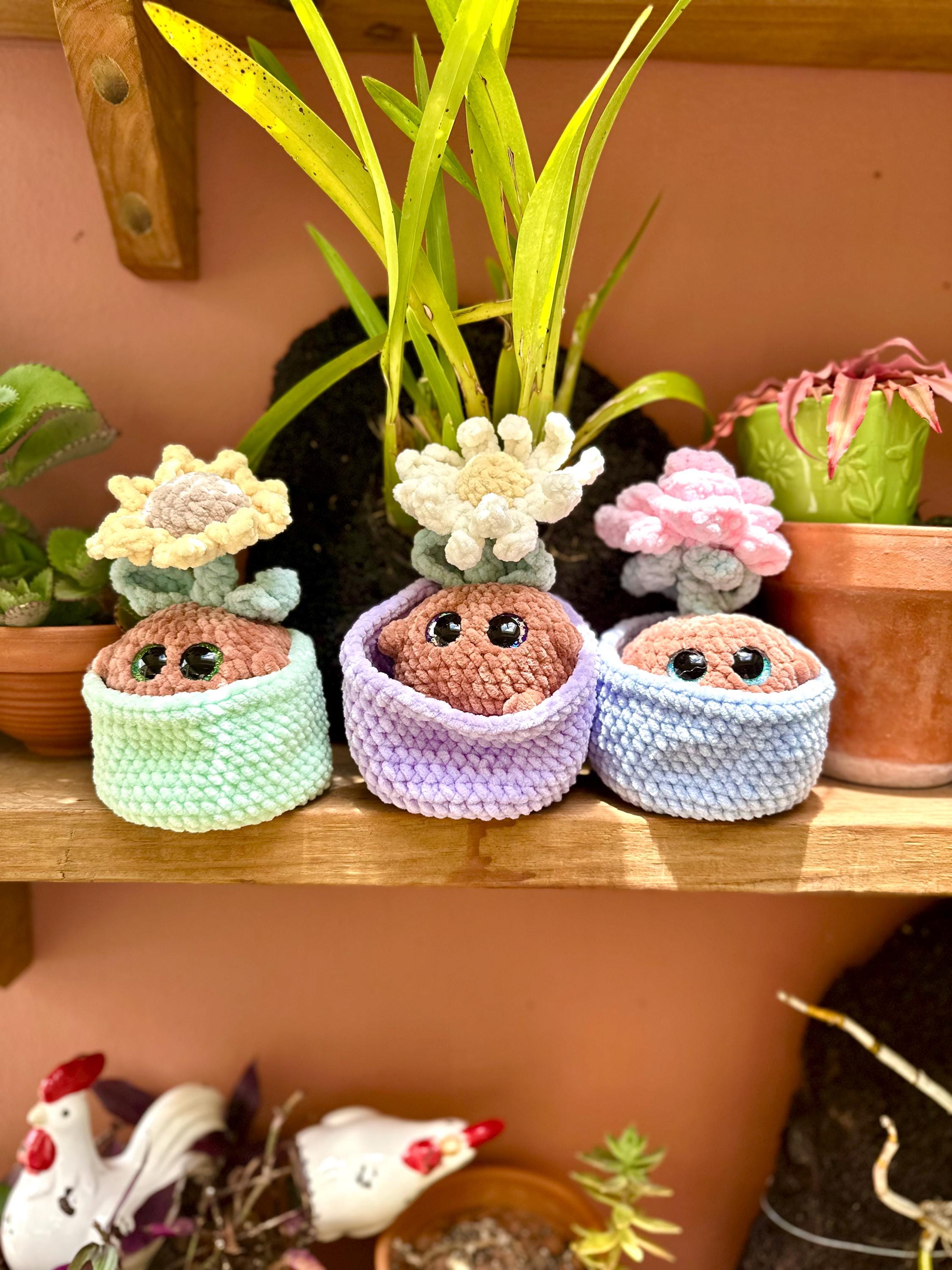 手作りかぎ針編みの鉢植え花あみぐるみ - Etsy 日本