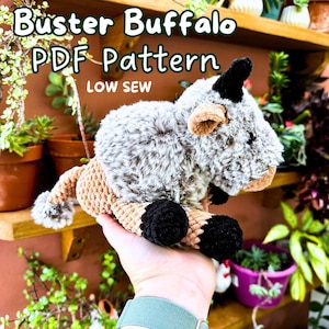 Buffalo Crochet Pattern: Low Sew Bison Plushie (PDF Pattern)