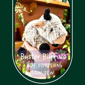 Crochet Buffalo Pattern: Low Sew Bison Plushie (PDF Pattern)