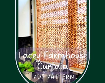 Patrón de cortina de ganchillo: estilo rústico de encaje para cocina (patrón en PDF)