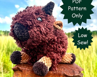 Crochet Buffalo Pattern Bison Crochet Pattern Low Sew Bison Crochet Buffalo Plushie Pattern Easy Beginner Instructions