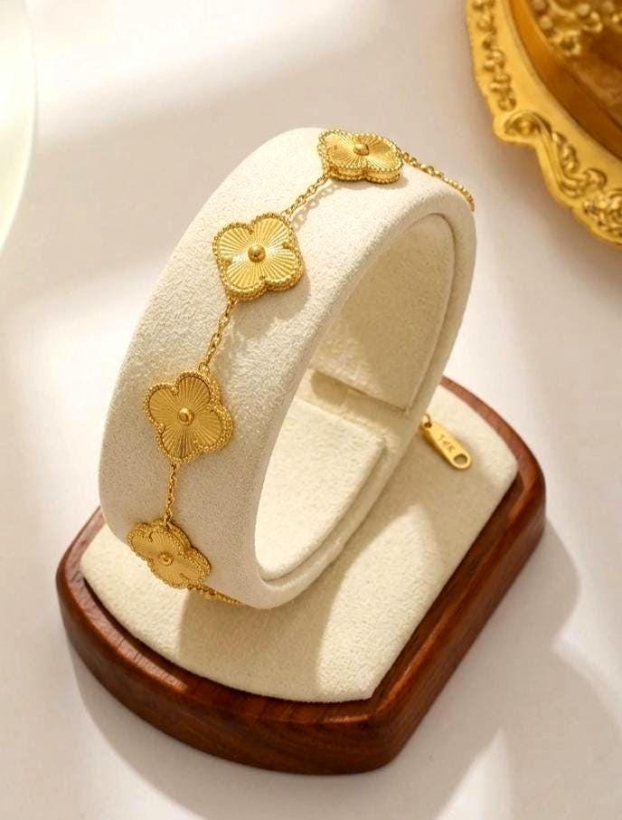 18k gold plated clover bracelet - Etsy 日本