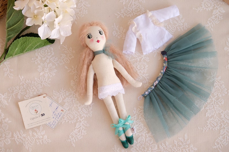 One of a kind ballerina rag doll, Heirloom ballerina doll 12, Decorative doll for girls room, Collectible doll, Gifts for girls image 5