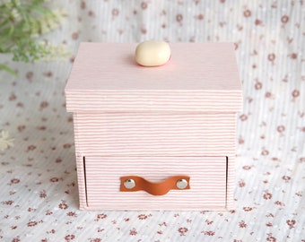 Jewelry box for girls, Artisan pink stripped jewelry box, First jewelry box, Perfect gift for girls and women, Gifts for her