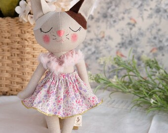 Cute Kitty doll with removable clothes, Gift for little girls, Soft and cuddly animal toy, Stuffed animals for kids