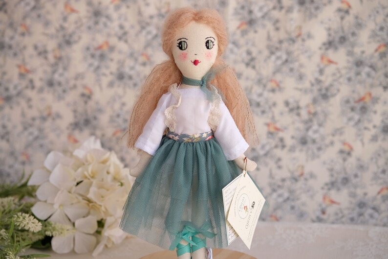 One of a kind ballerina rag doll, Heirloom ballerina doll 12, Decorative doll for girls room, Collectible doll, Gifts for girls image 2