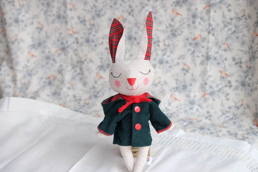 Ty Cottontail Plush Rabbit - Green Coat, 8.5